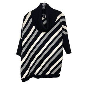 White House/Black Market Womens Black and Grey Cowl Neck Sweater Size S Academia